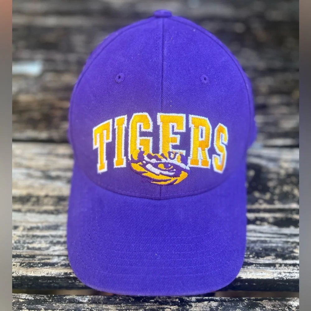 Pair (2) of Captivating Headwear LSU Tigers Adjustable Baseball Hats Purple Gold